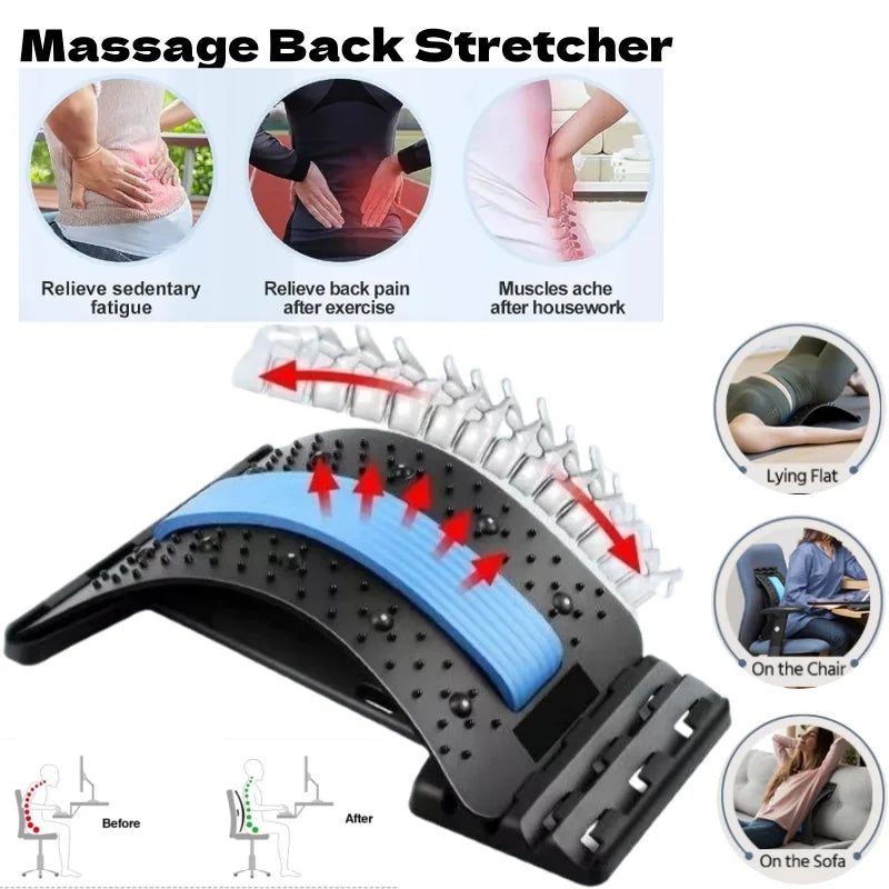 Back Muscle Relax Stretch Equipment, Spine Relaxing Massage Cushion, Lower Back Waist Support Stretcher, Lumbar Pain Relief