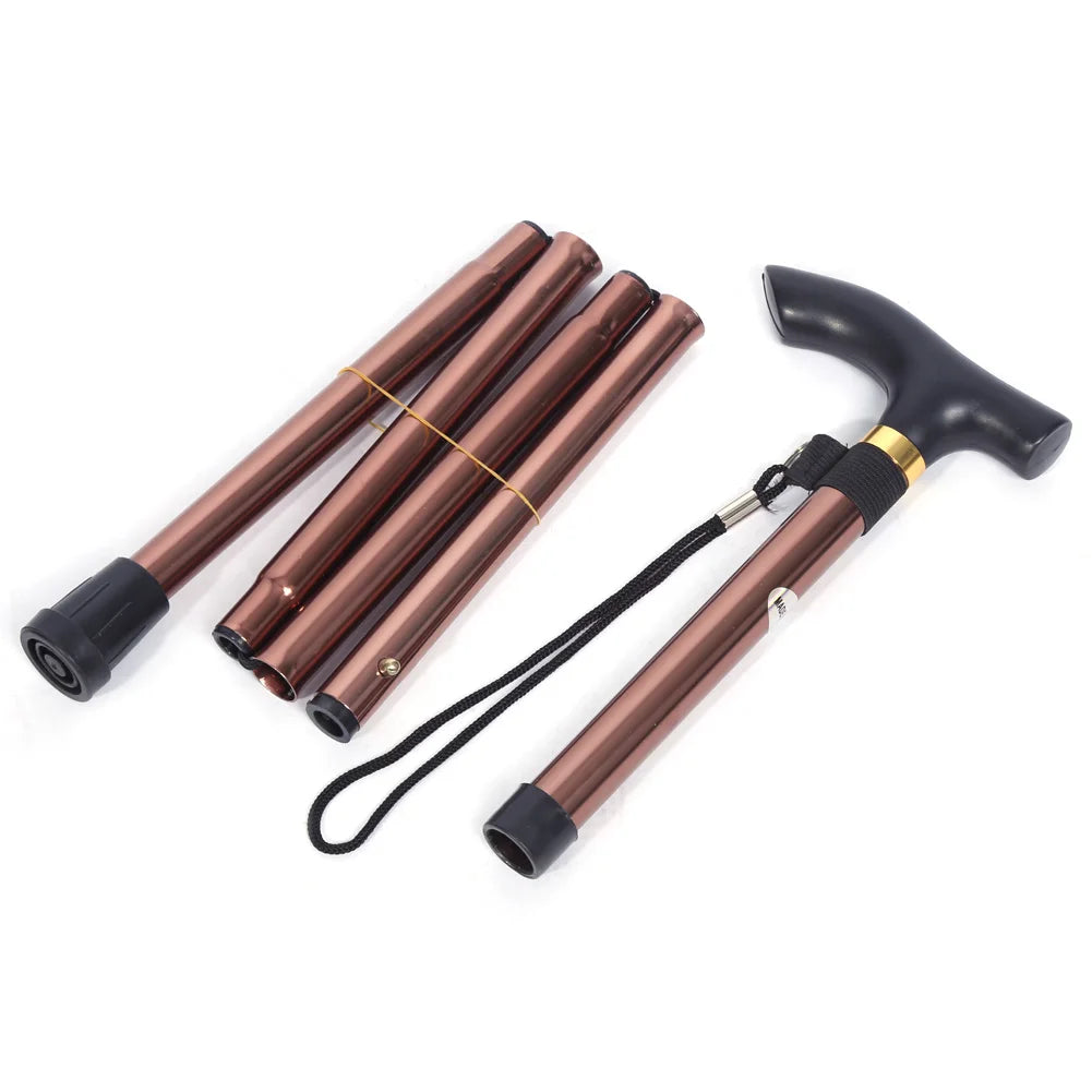 1pcs Telescopic Walking Stick Outdoor Hiking Trekking Poles Aluminum Alloy Metal Folding Cane Crutches Pole Shock Walking Stick