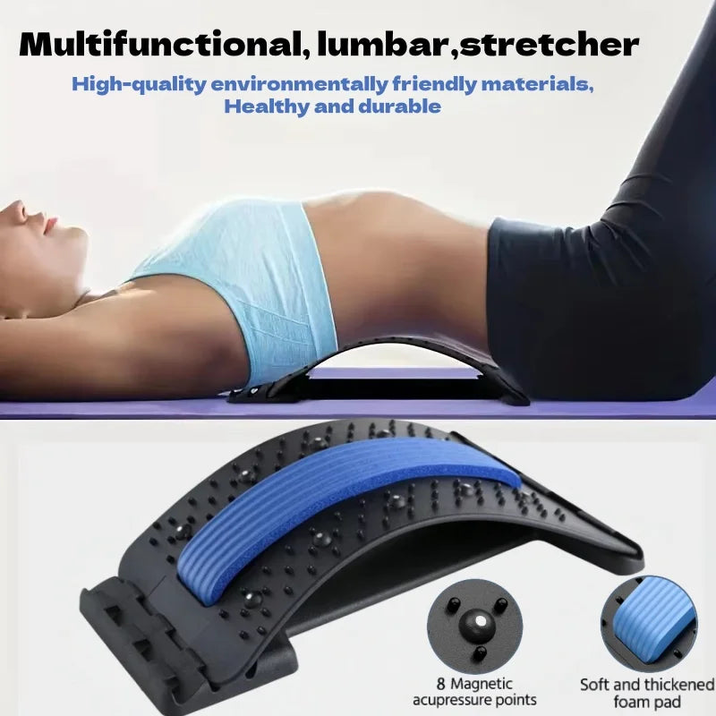 Back Muscle Relax Stretch Equipment, Spine Relaxing Massage Cushion, Lower Back Waist Support Stretcher, Lumbar Pain Relief