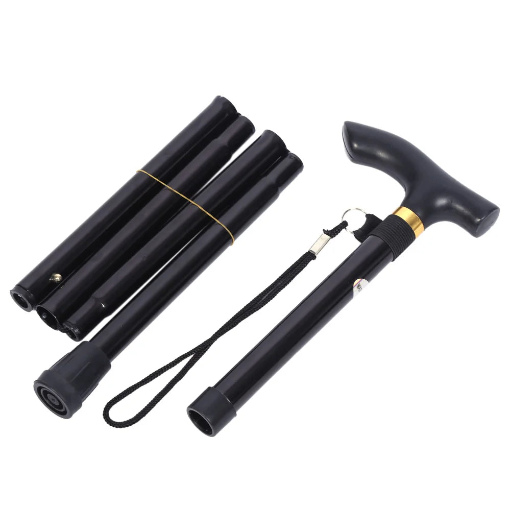 1pcs Telescopic Walking Stick Outdoor Hiking Trekking Poles Aluminum Alloy Metal Folding Cane Crutches Pole Shock Walking Stick