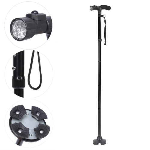 1pcs Telescopic Walking Stick Outdoor Hiking Trekking Poles Aluminum Alloy Metal Folding Cane Crutches Pole Shock Walking Stick